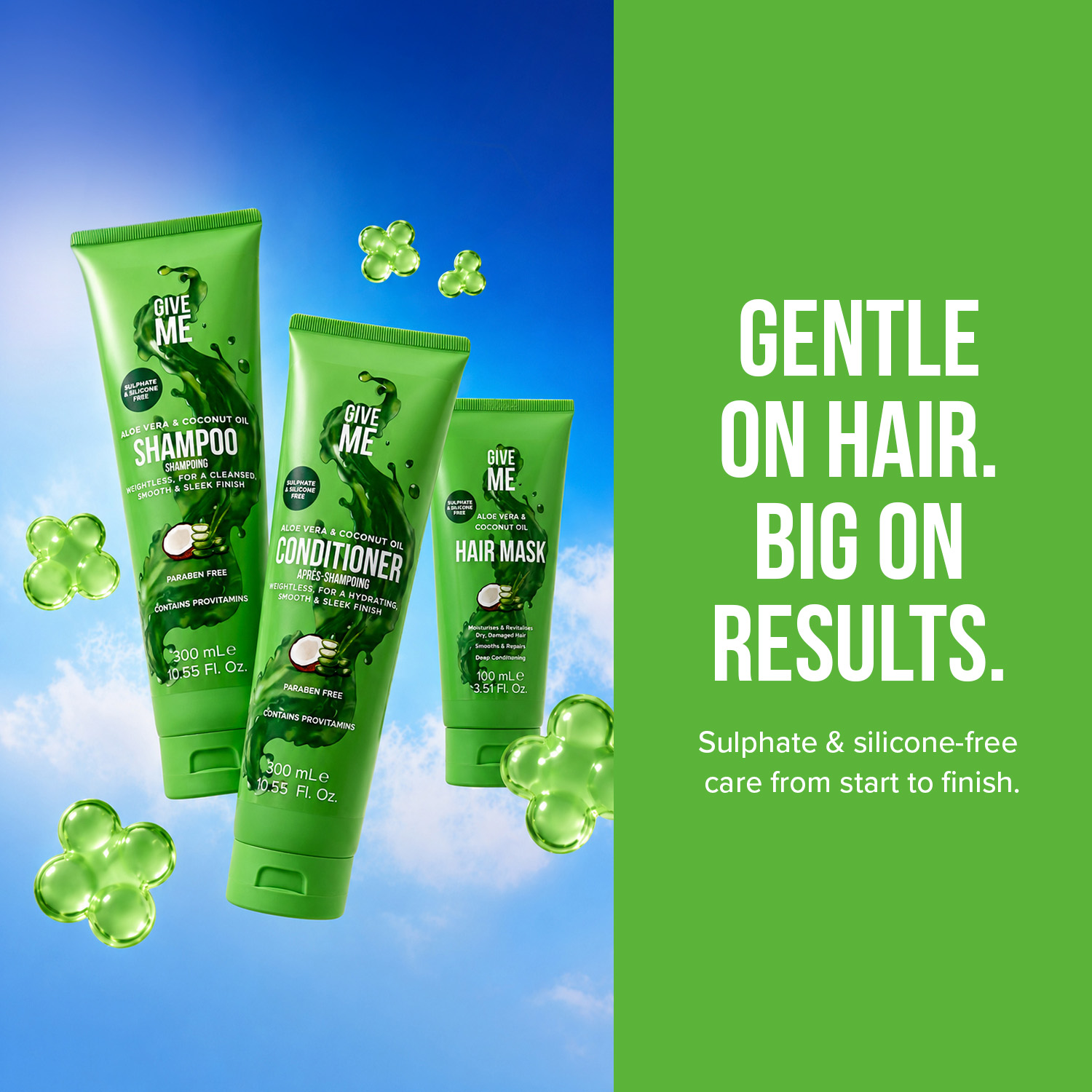 Give Me Cosmetics Facebook ad: Complete 6-piece haircare routine