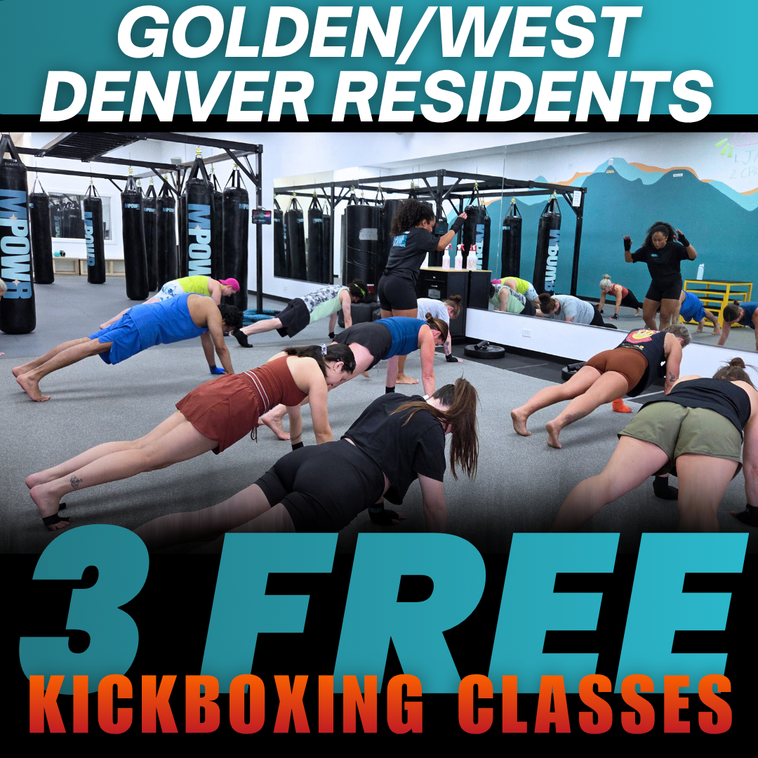MPOWR Kickboxing Facebook ad: 3 FREE CLASSES
