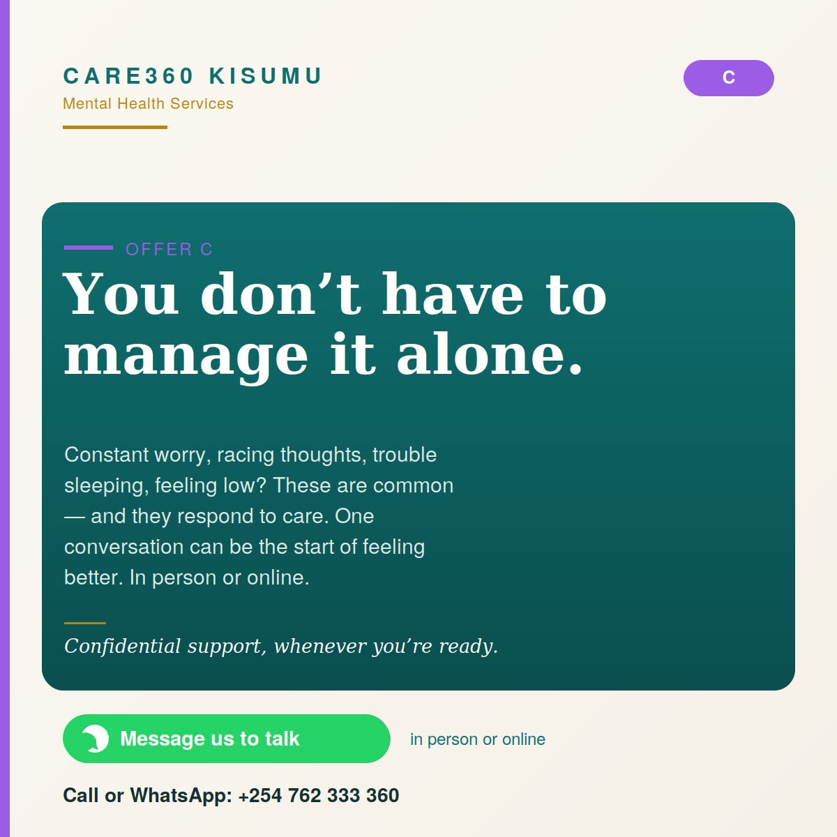ComfortCare360+ Facebook ad