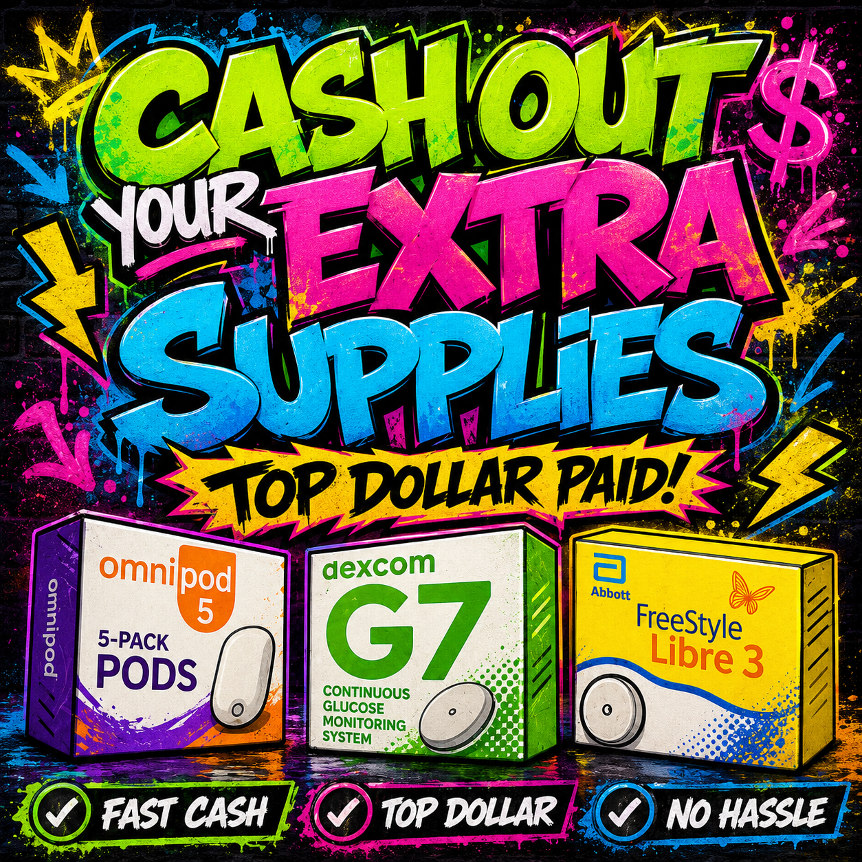 Chicagoland-Diabetic-Exchange Facebook ad: Sell Your Extra Diabetic Supplies