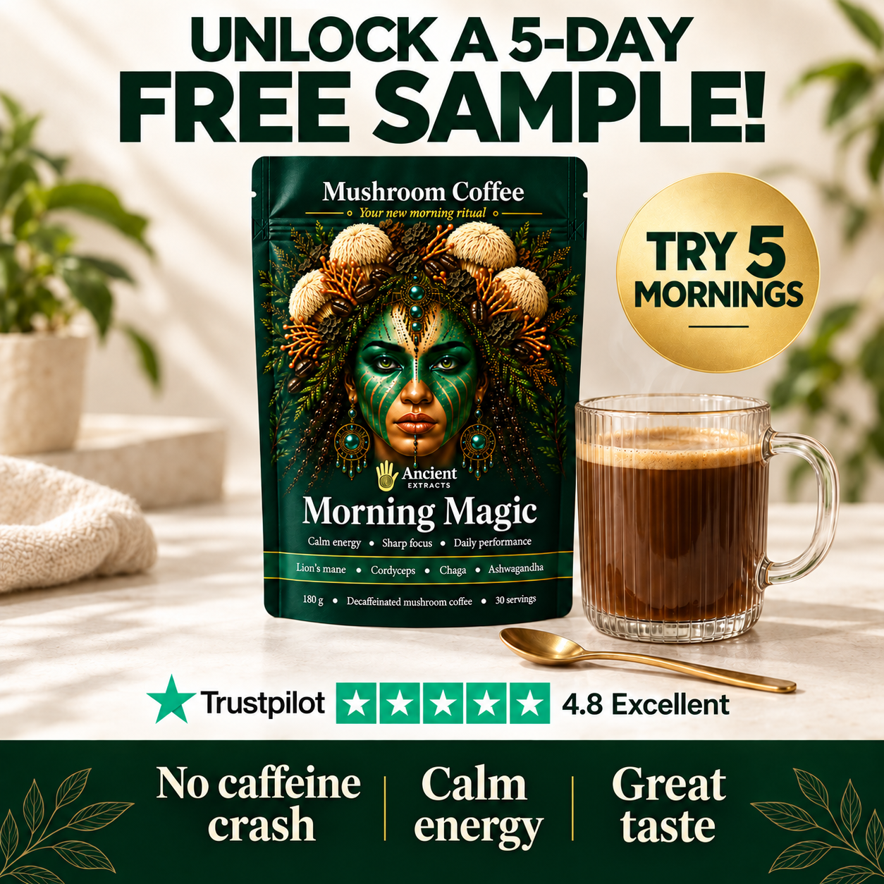 Ancient Extracts Facebook ad: Limited 5-Day Free Sample Packs Remain!