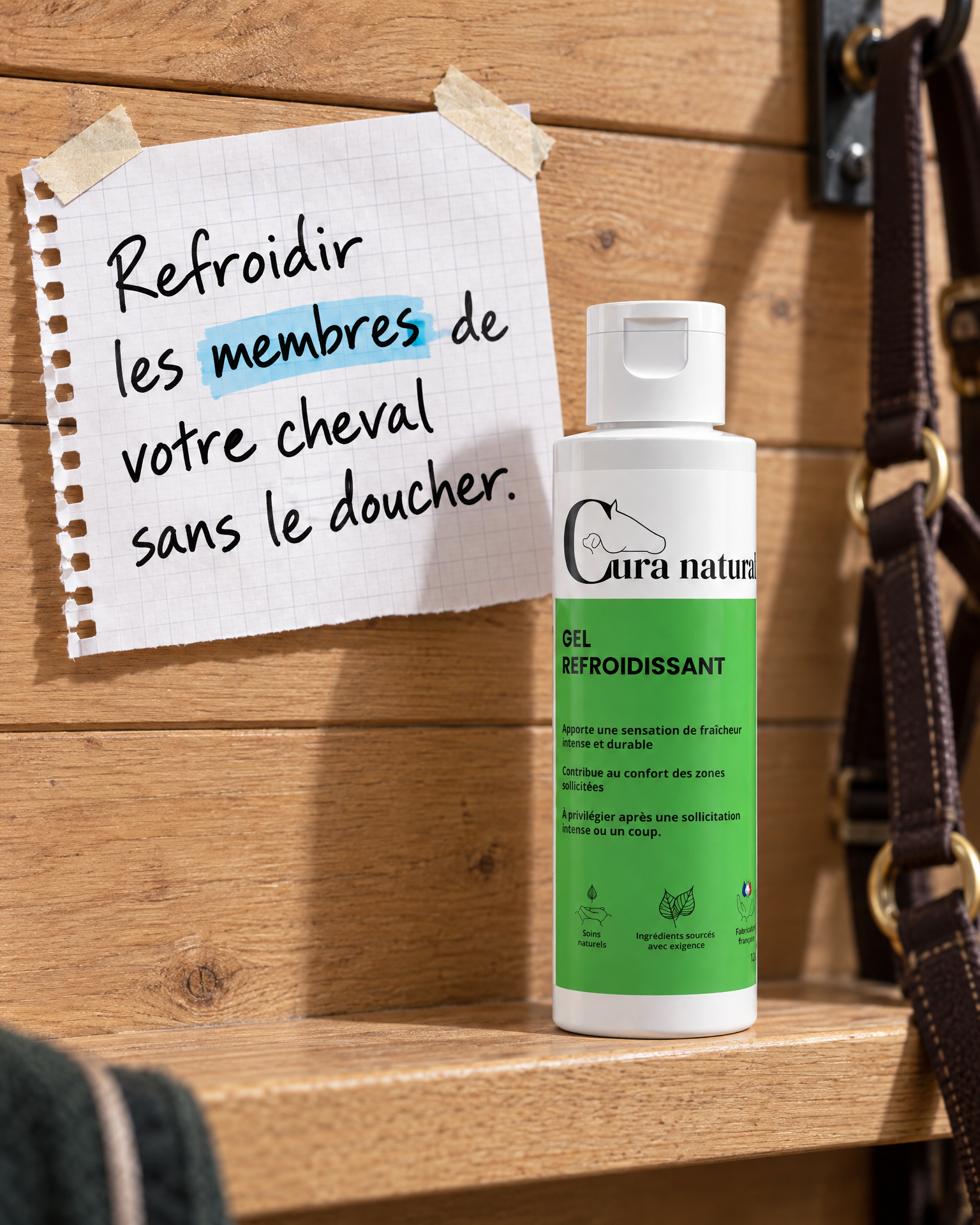 Cura naturale Facebook ad: Gel refroidissant pour cheval · Note 4,9/5