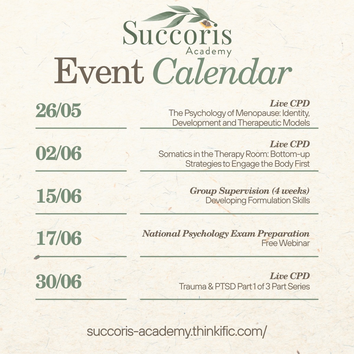 Succoris Psychology Group Facebook ad: Professional development and supervision for psychologists