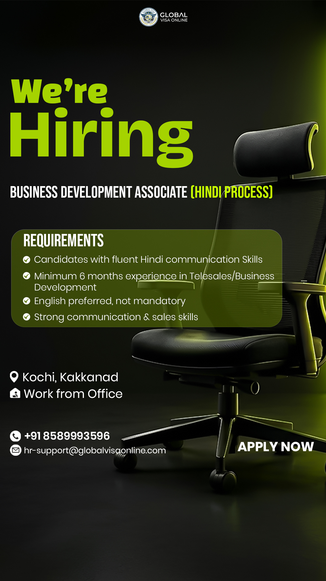 Global Visa Online Facebook ad: BDA Hiring | Hindi Process