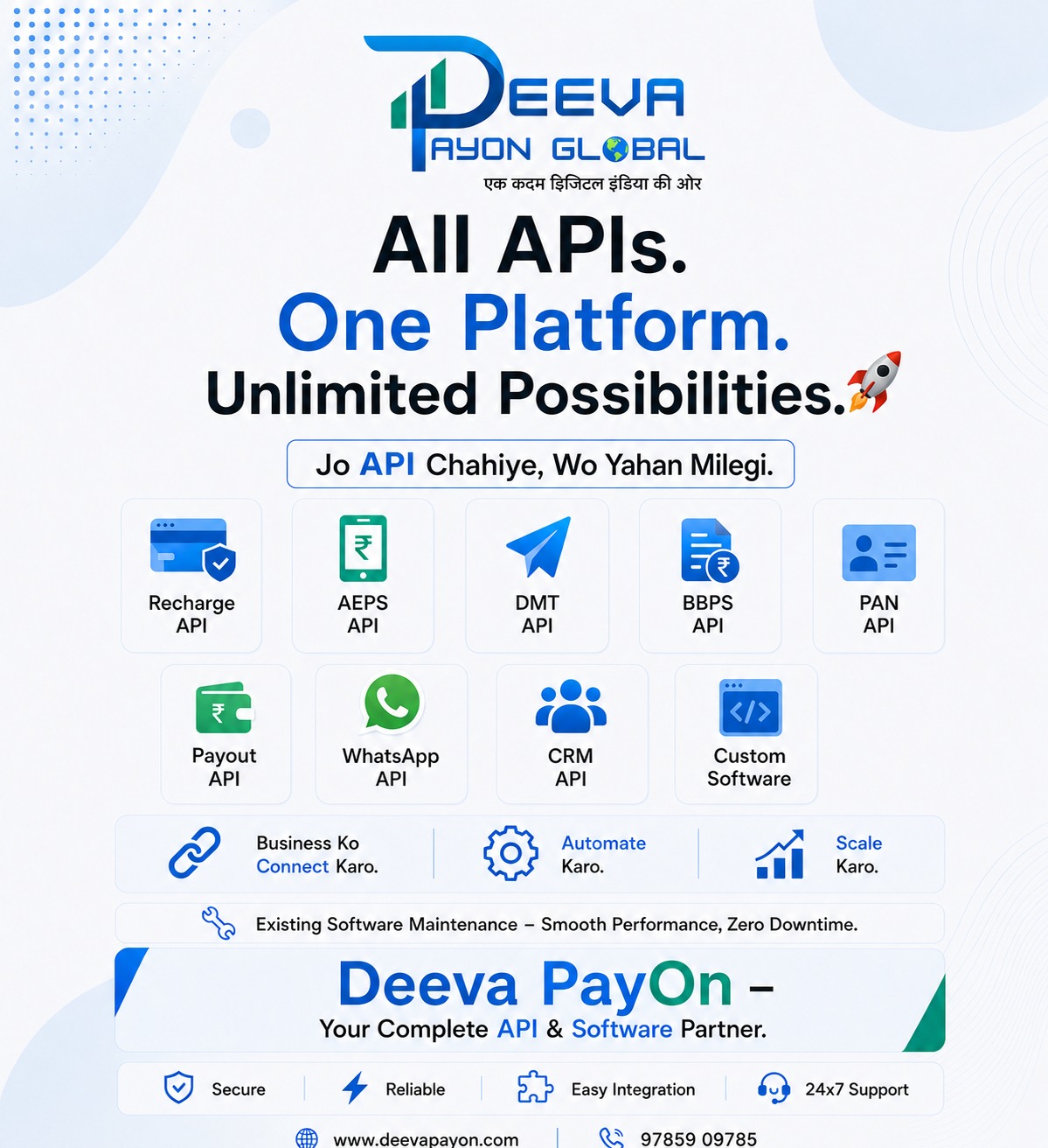 Deeva PayOn Global Facebook ad: All APIs. One Platform.