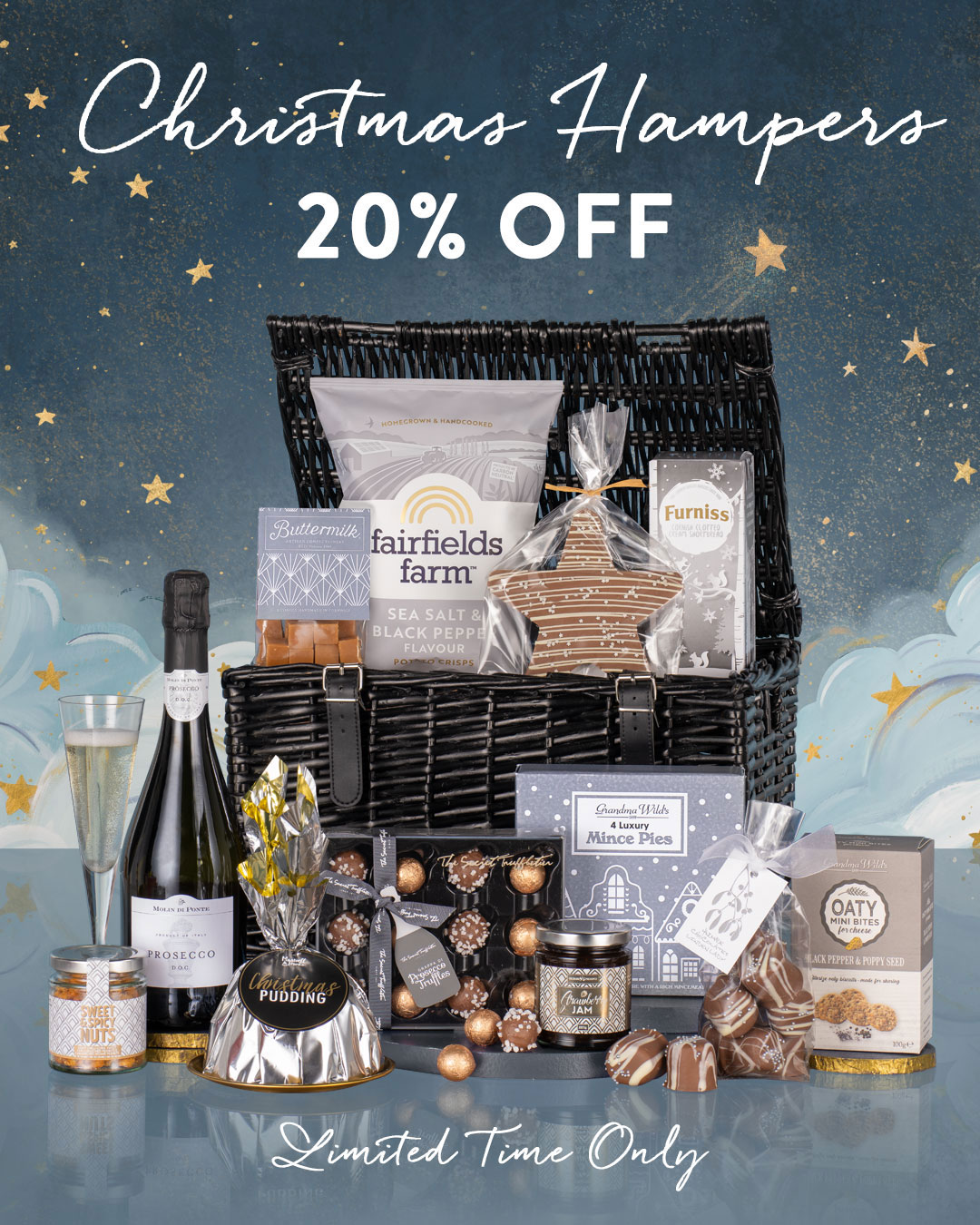 Virginia Hayward Hampers Facebook ad: 20% OFF CHRISTMAS HAMPERS