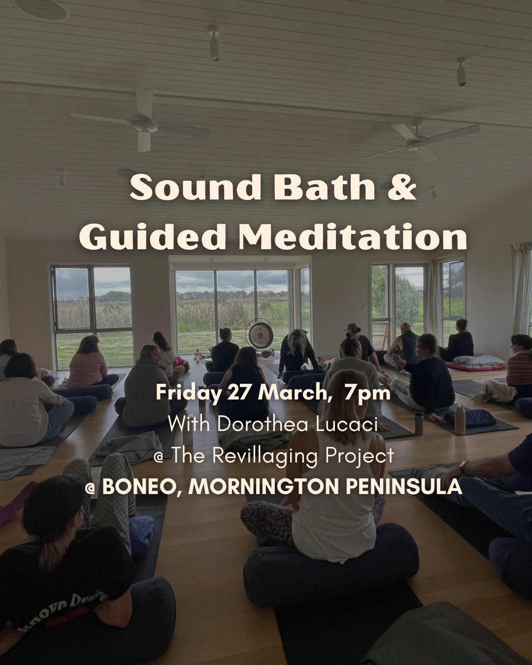 Dorothea Lucaci Facebook ad: BONEO (Vic): Sound Bath and Guided Meditation
