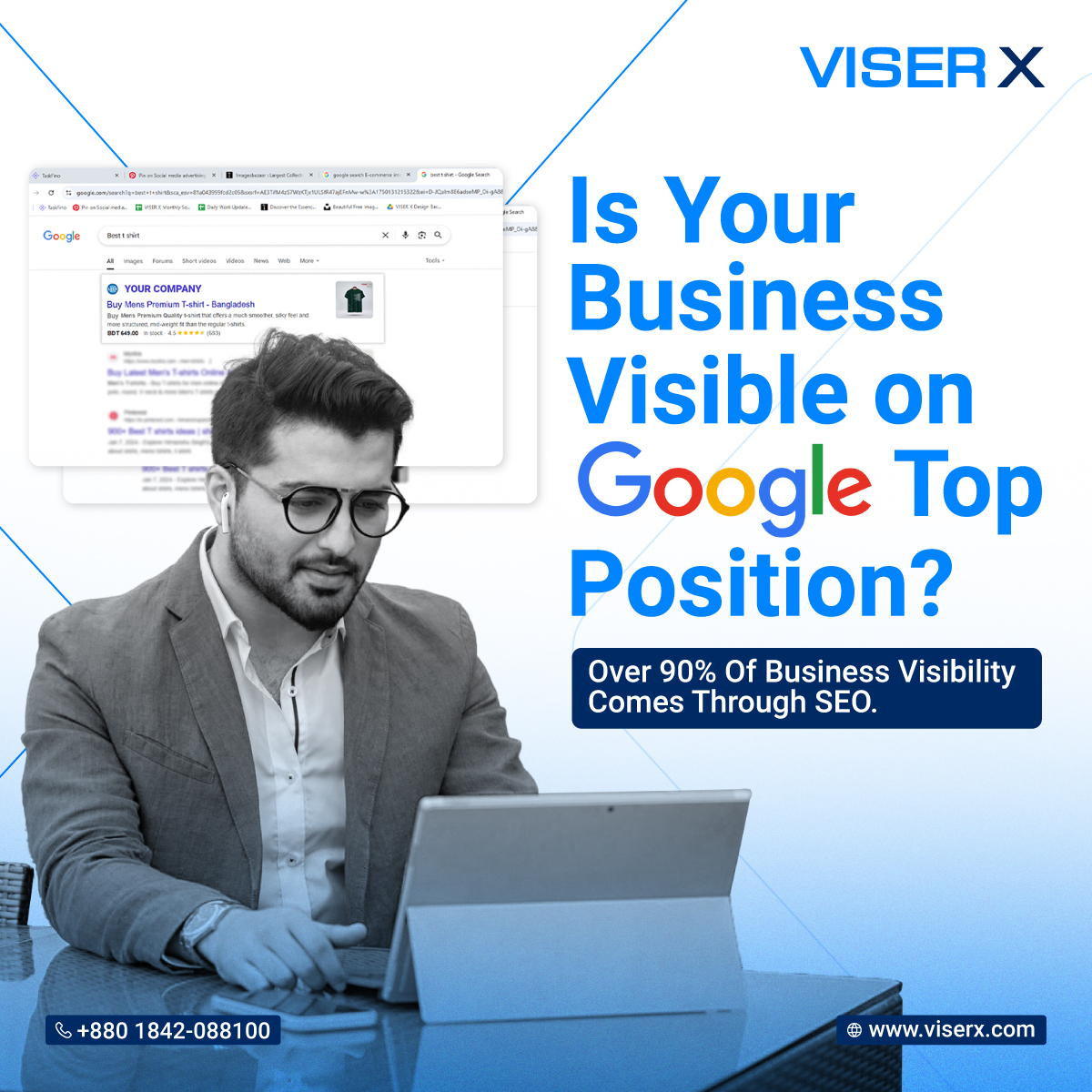VISER X Facebook ad: Book a free consultation to stay on top of Google!