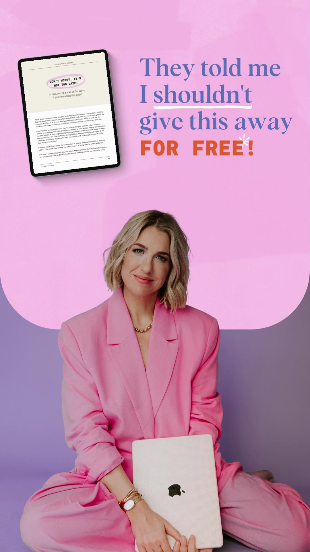 Jenna Kutcher Facebook ad: Unlock the Power of Pinterest for Free with My Ultimate…