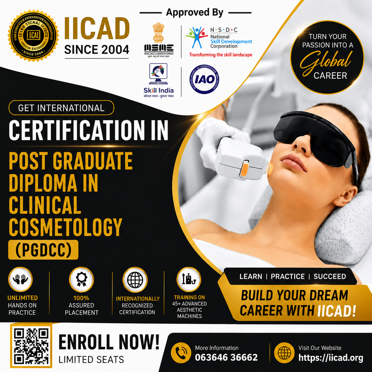 IICAD Academy Facebook ad: Master Clinical Cosmetology