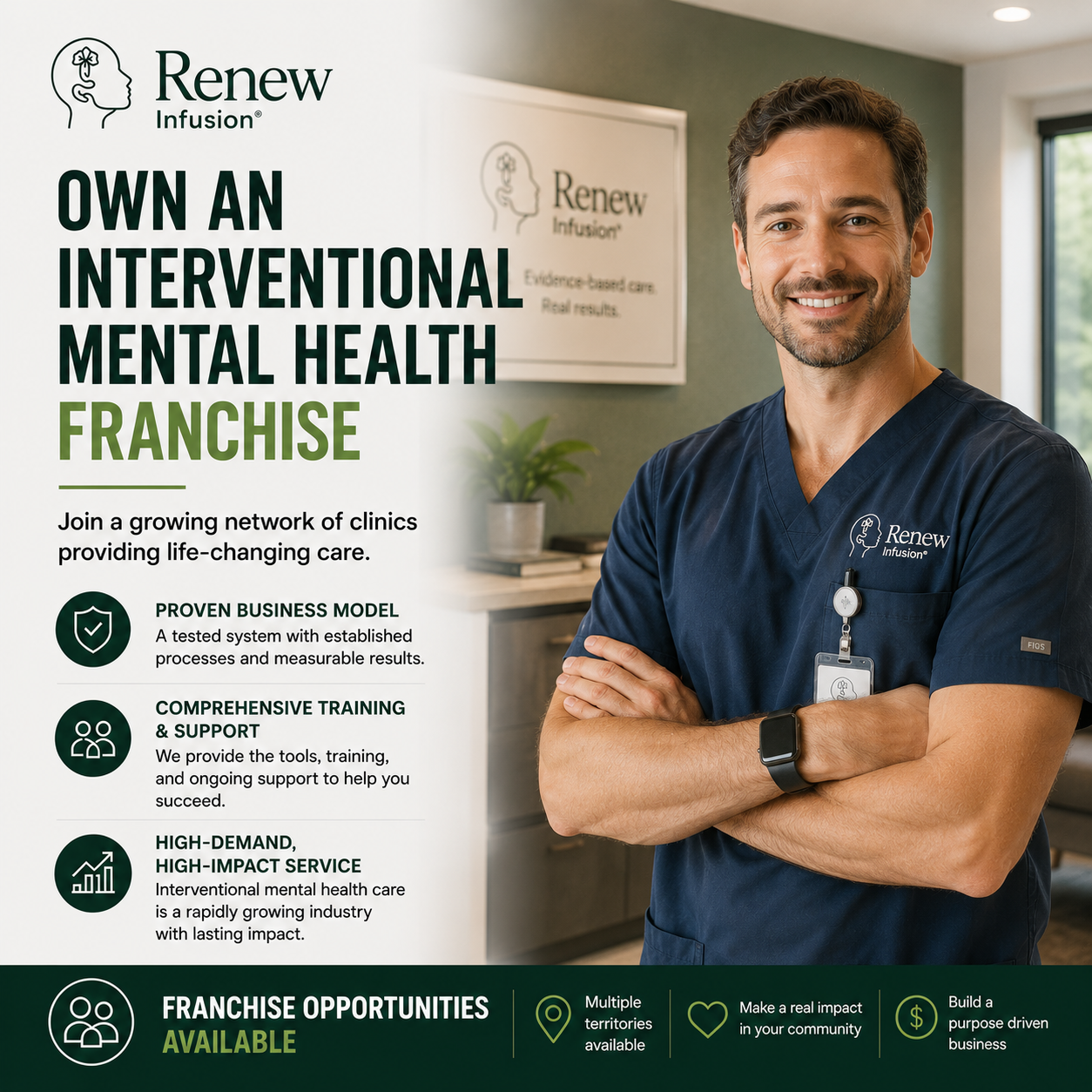 Acquire Connect Facebook ad: Own an Interventional Mental Health Franchise
