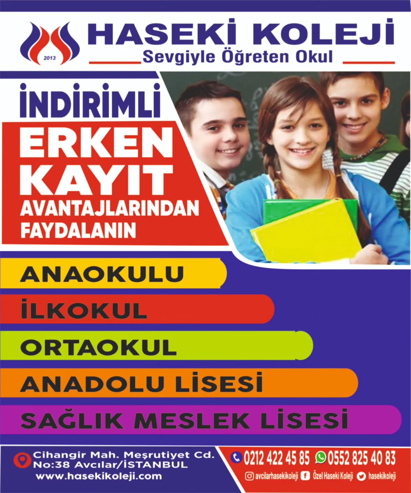 Özel Haseki Koleji Facebook ad: Belirli süre ile sınırlı, Erken Kayıt Avantajlarımızdan…