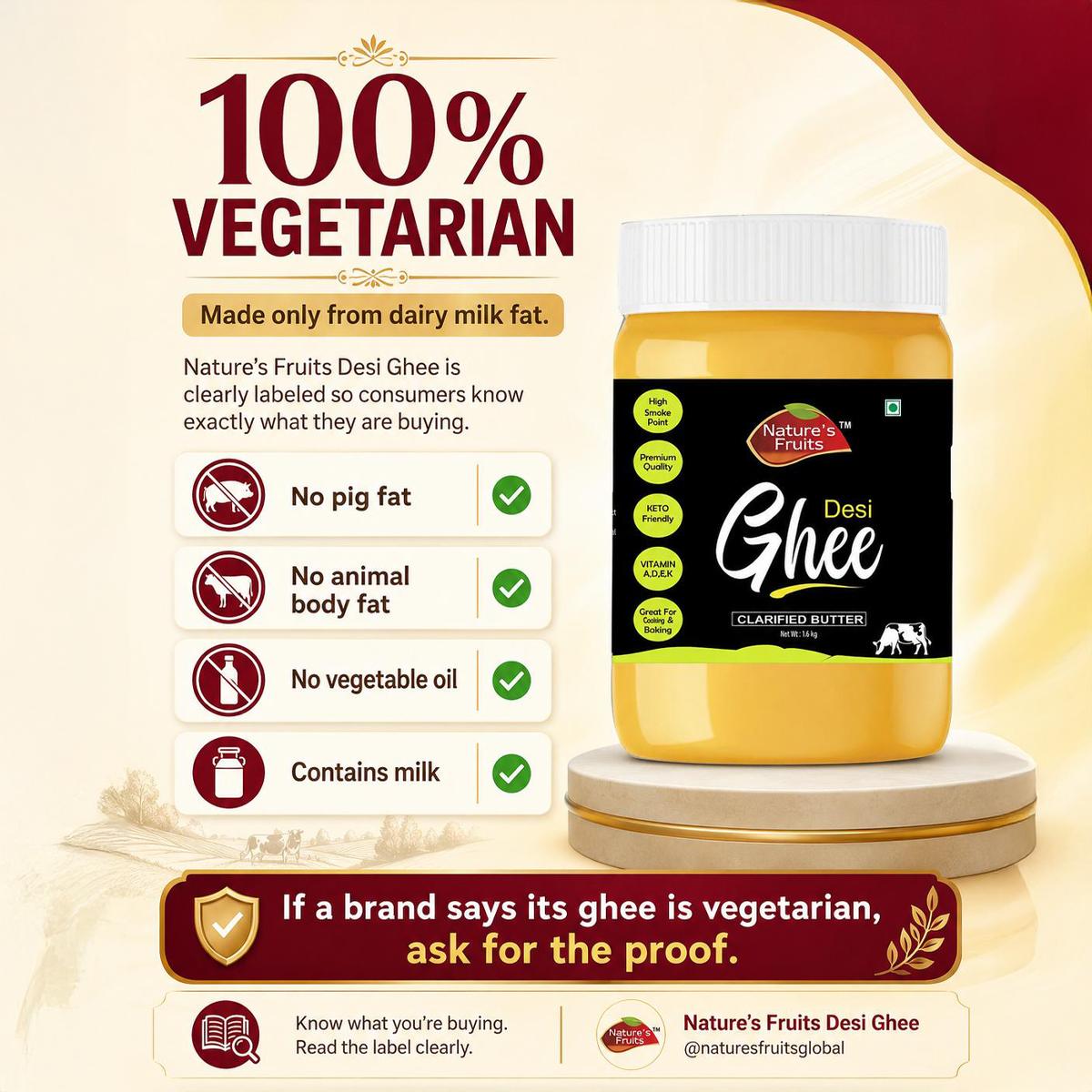 Nature's Fruits - A Singh Agritech Product Facebook ad: Don’t just say vegetarian.