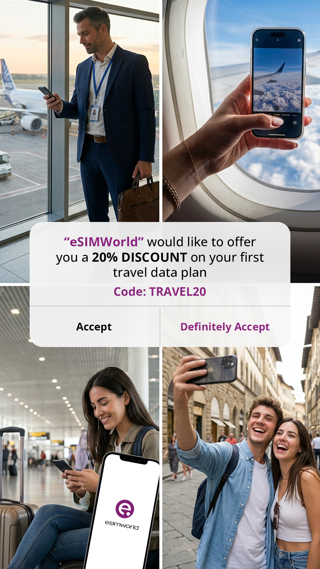 ESIMWorld Facebook ad from Jul 31, 2026