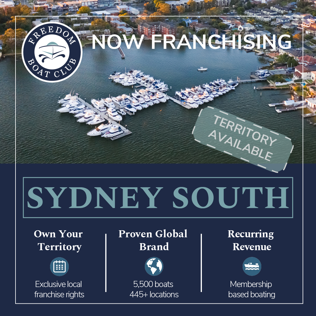 Freedom Boat Club Australia Facebook ad: Build A Recurring Revenue Business on the Water.