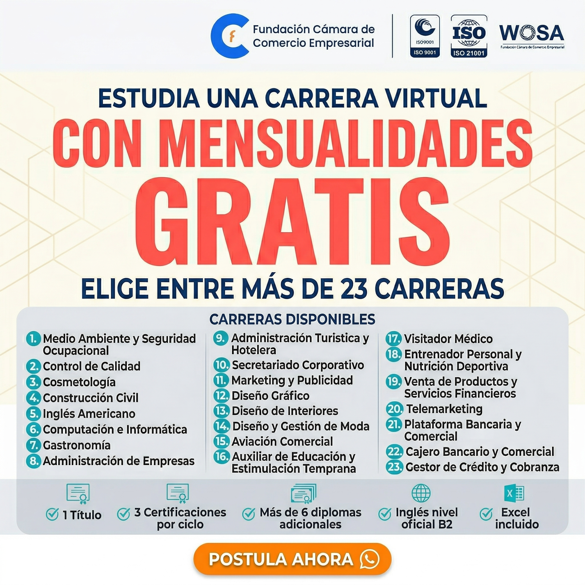 Fundación de la Cámara de Comercio Empresarial Facebook ad: BECA CARRERA