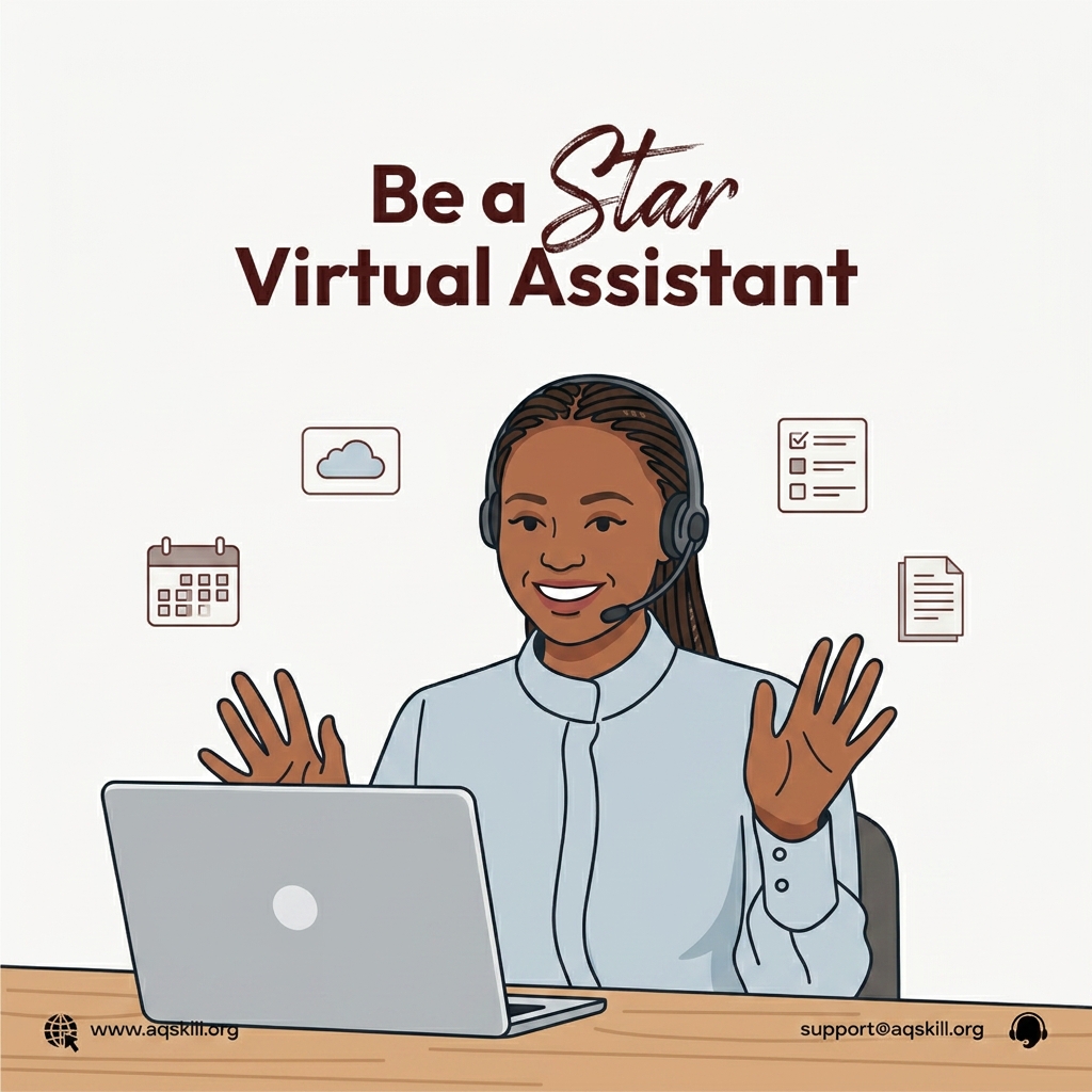AQskill Facebook ad: Work from Anywhere: Launch Your Virtual Assistance Career…