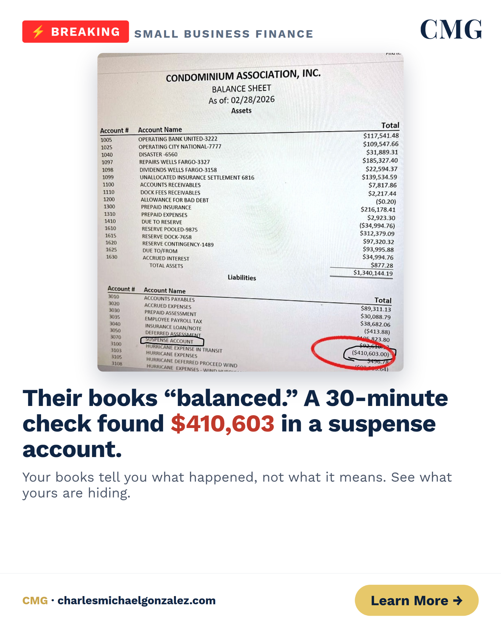 Charles Michael Gonzalez, Fractional CFO Facebook ad