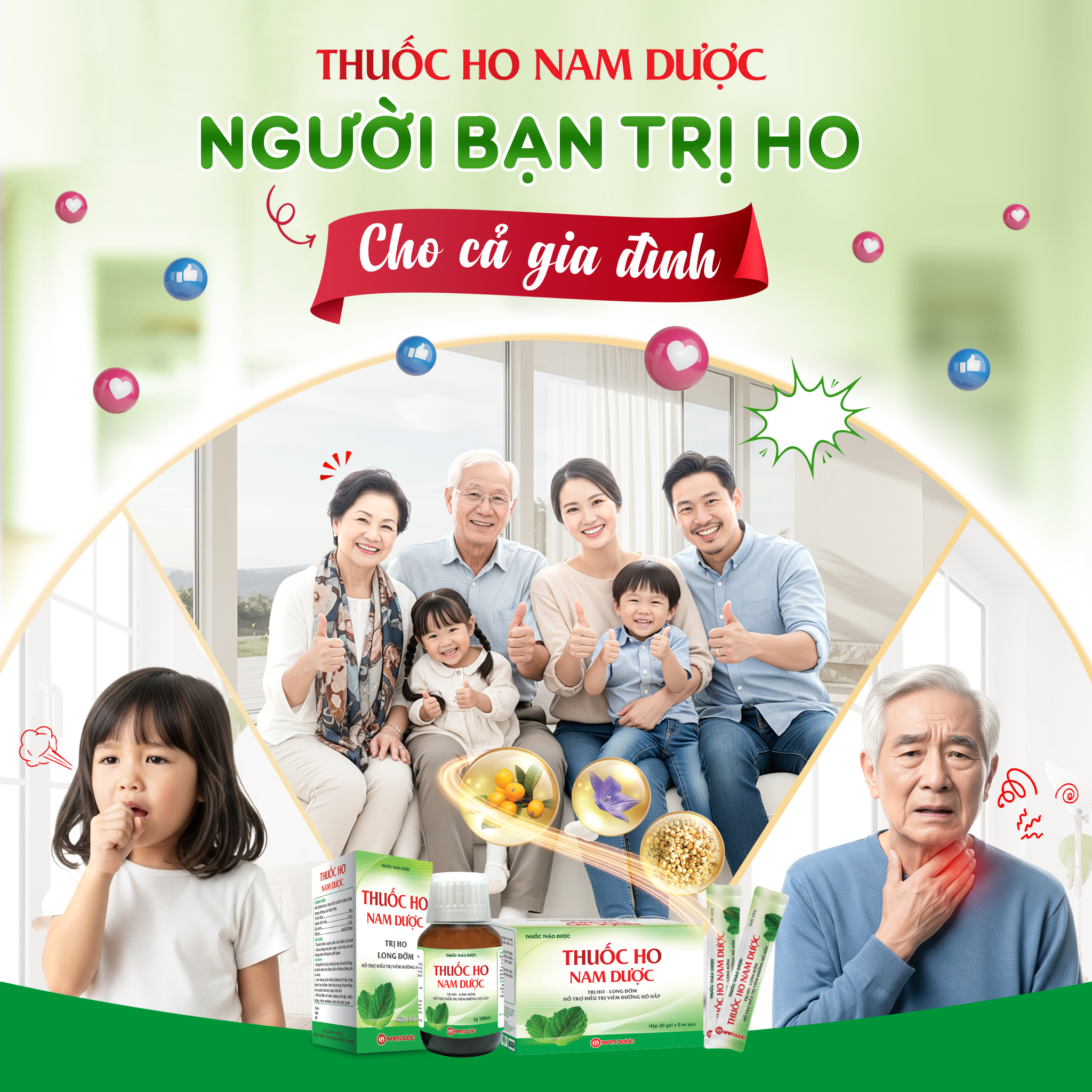 Thuốc ho Nam Dược - Hỗ trợ điều trị viêm đường hô hấp Facebook ad: Thuốc ho Nam Dược - Thuốc Ho Cho Cả Gia Đình