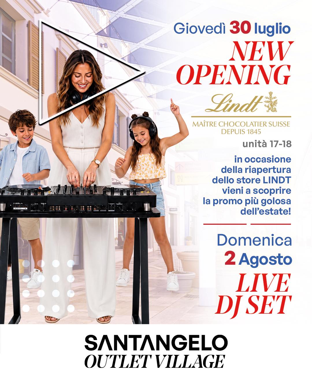 Santangelo Outlet Village Facebook ad: Al estate in musica e⦠dolcezza