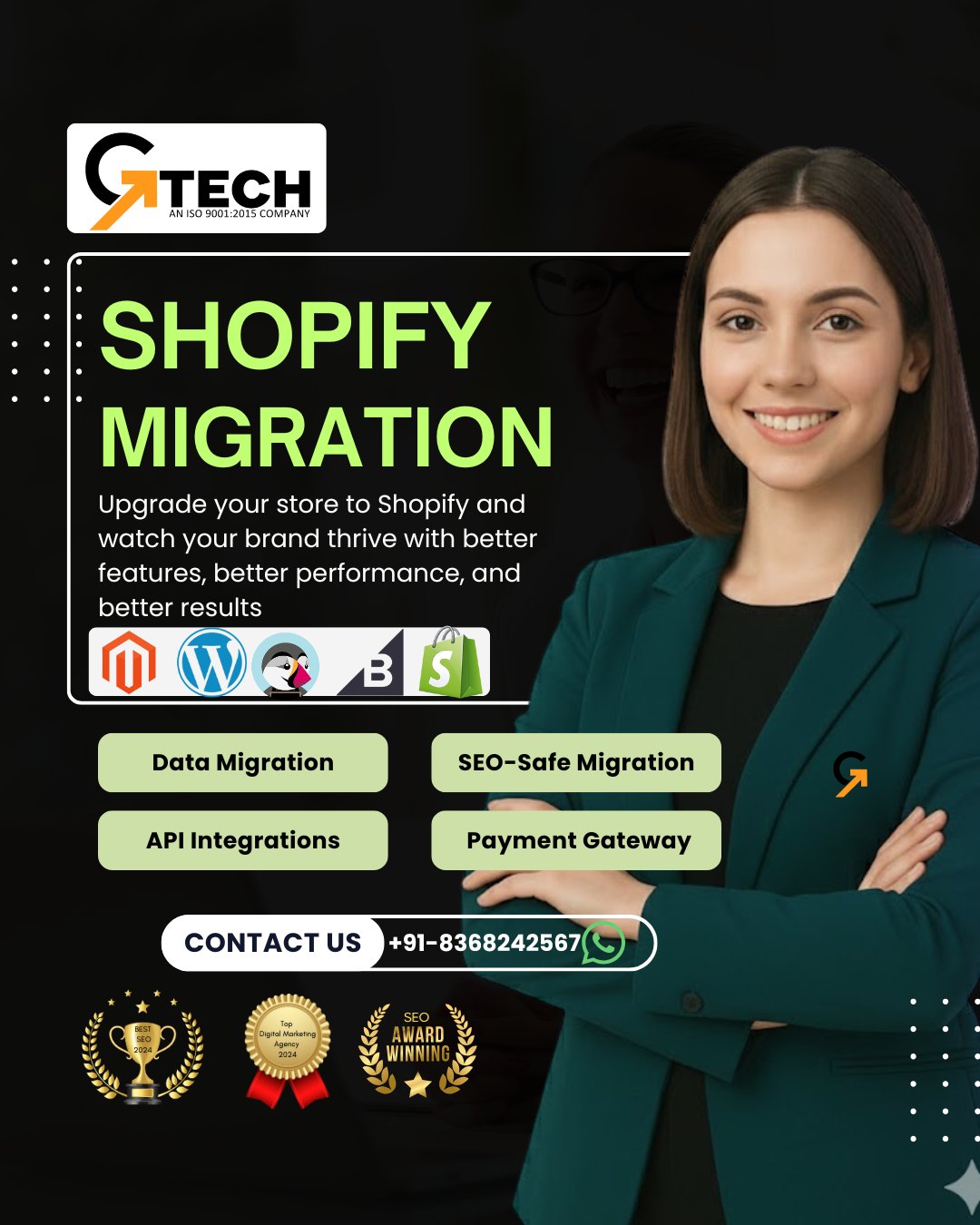 GtechwebIndia Facebook ad: Migrate to Shopify without losing sales, data, or…