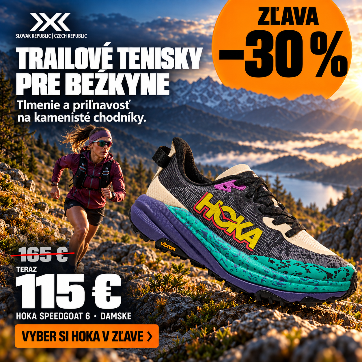 X-Bionic Slovakia Facebook ad: Doplň obuv a oblečenie na trail