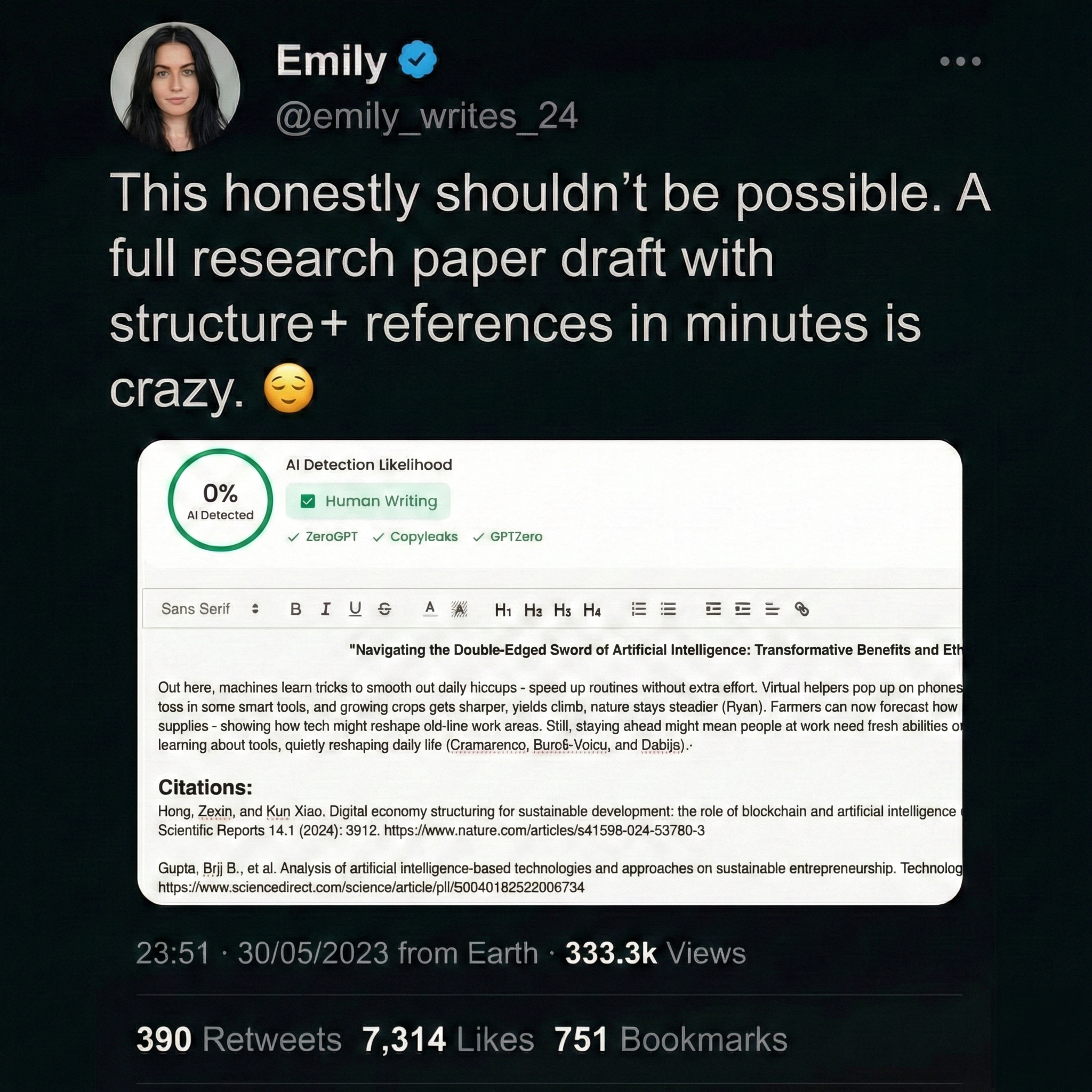 Writeless AI Facebook ad