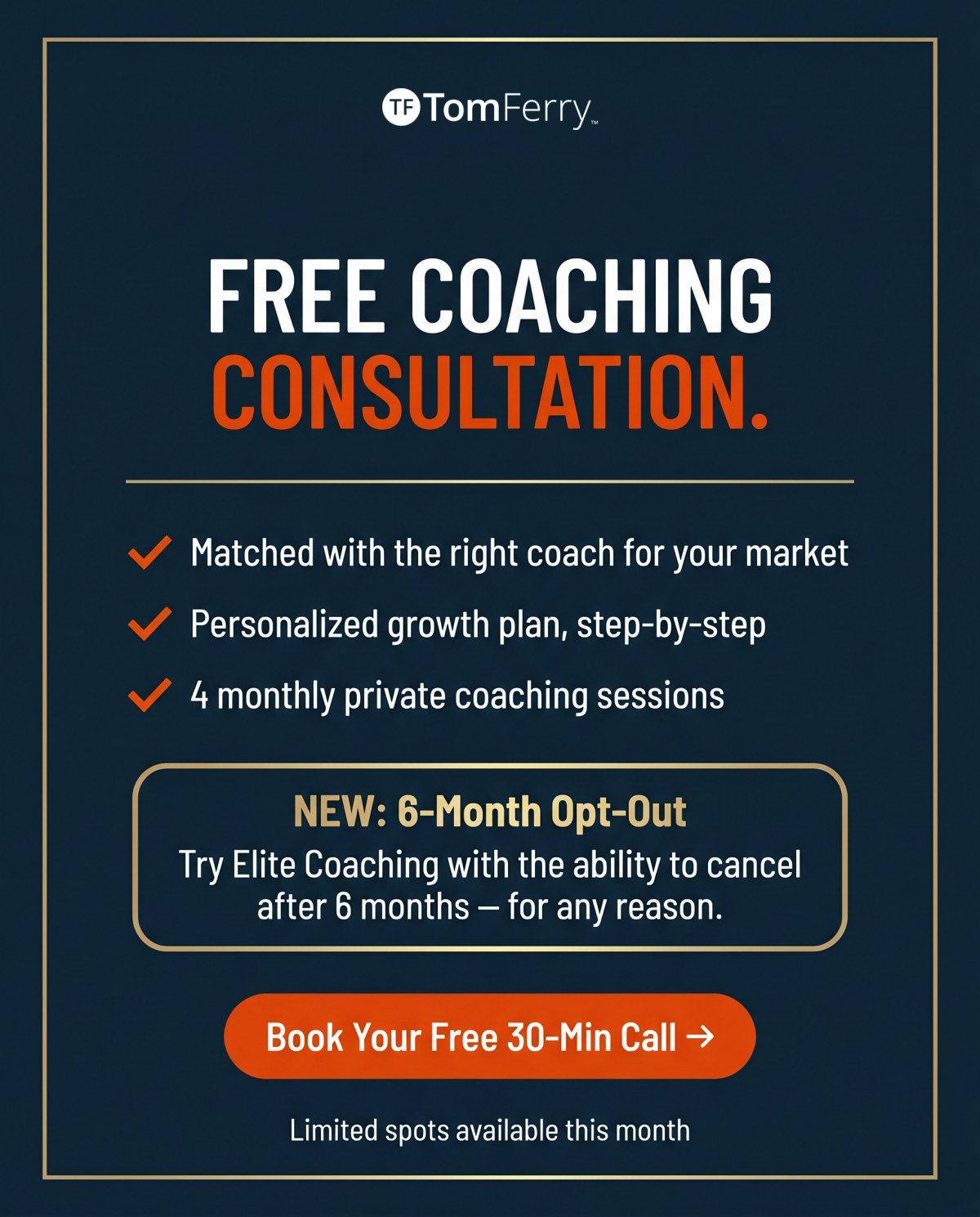 Tom Ferry Coaching Facebook ad: Fix Your Real Estate Systems