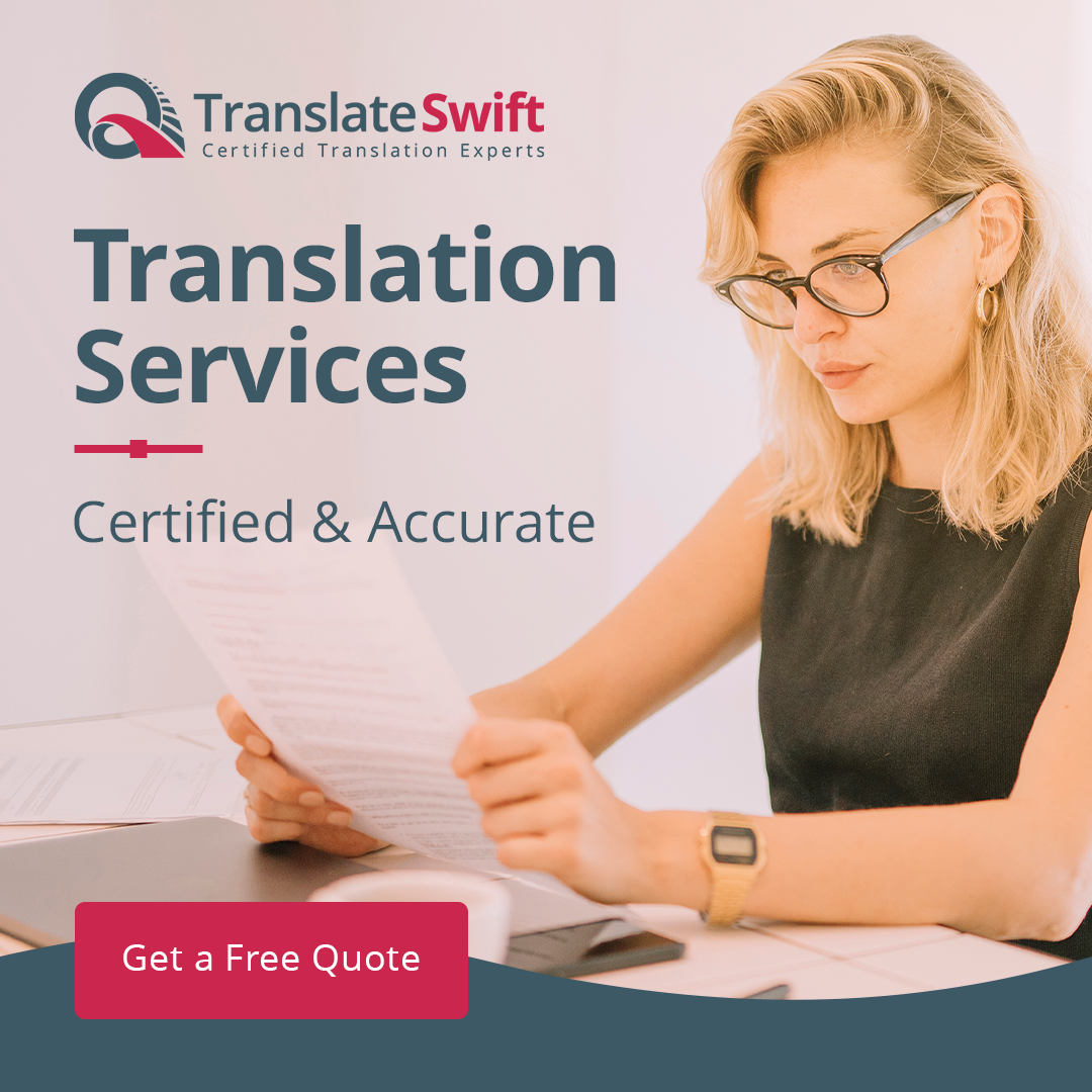 TranslateSwift Facebook ad: Certified Translations Within 12 Hours