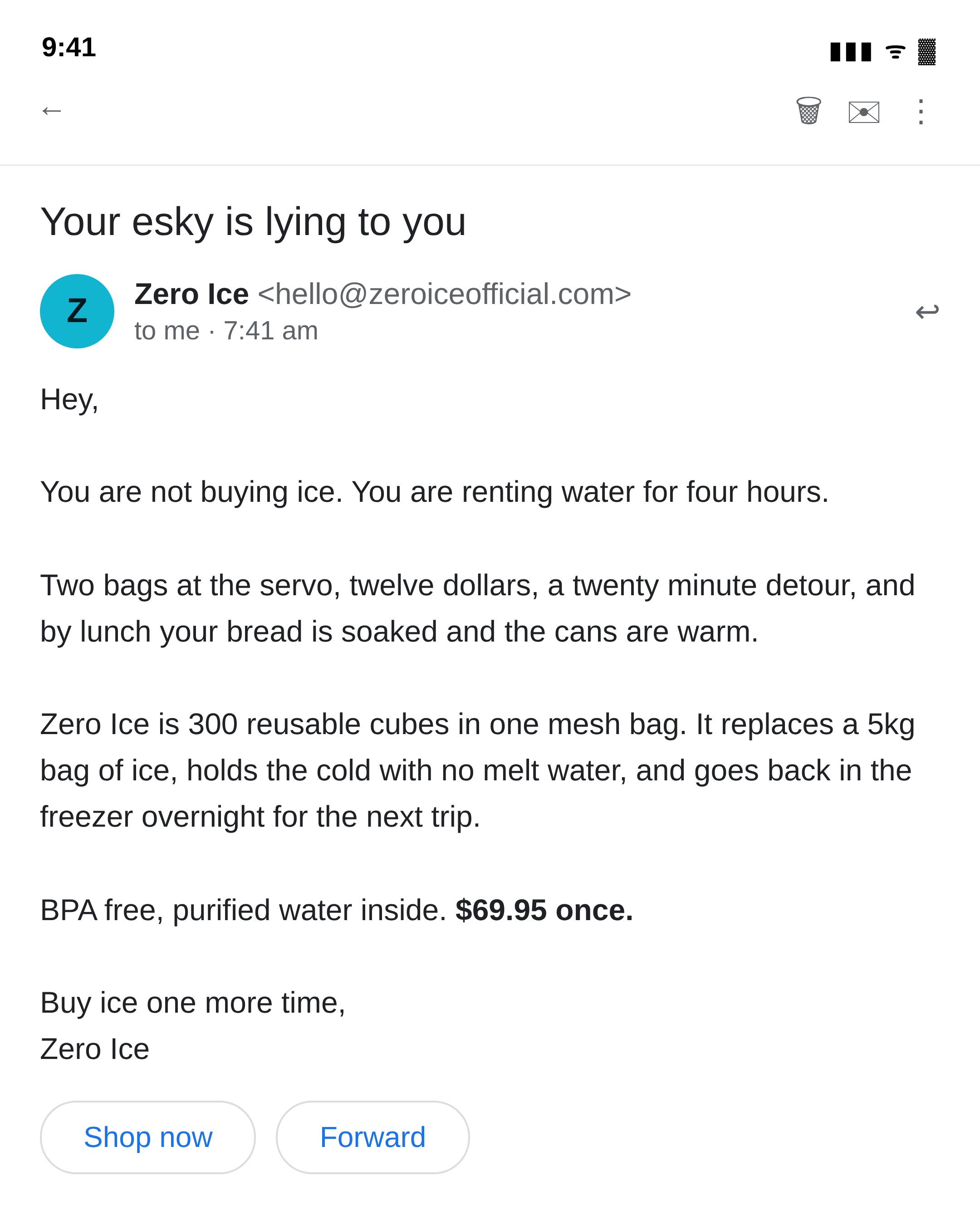 ZERO ICE Facebook ad