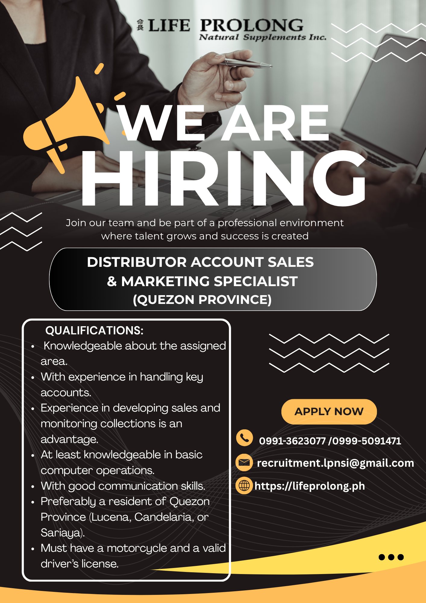 Life Prolong Natural Supplements, Inc. Facebook ad: URGENT HIRING! JOIN OUR GROWING TEAM!