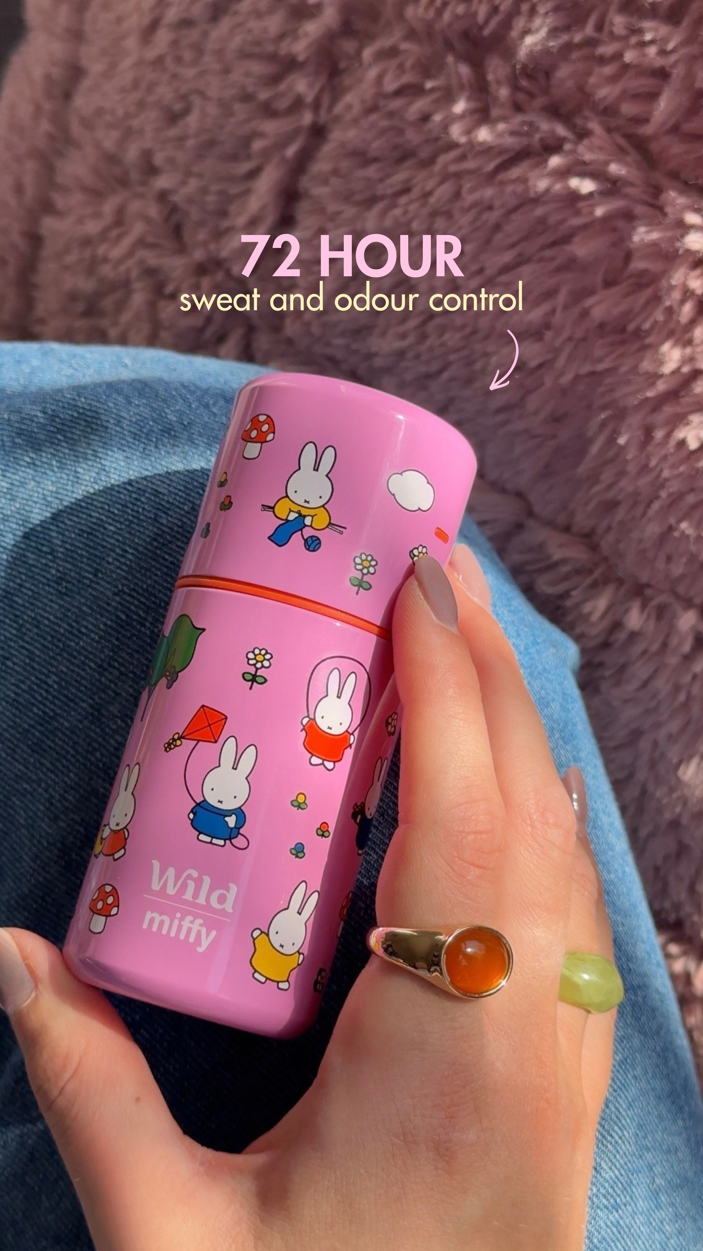 Wild Facebook ad: New: Miffy Case & Cotton Clouds Refill: 72h sweat protection