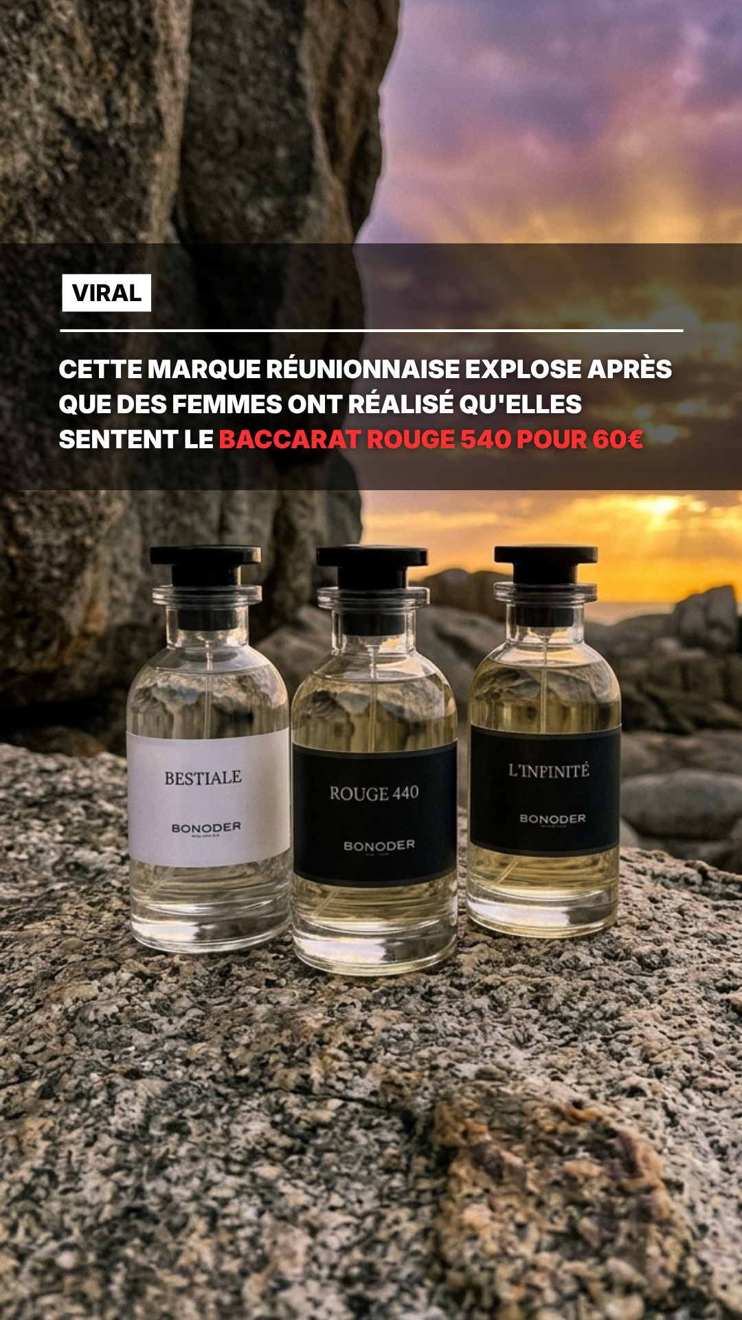 Bonoder Facebook ad: Parfums stylés, prix accessibles