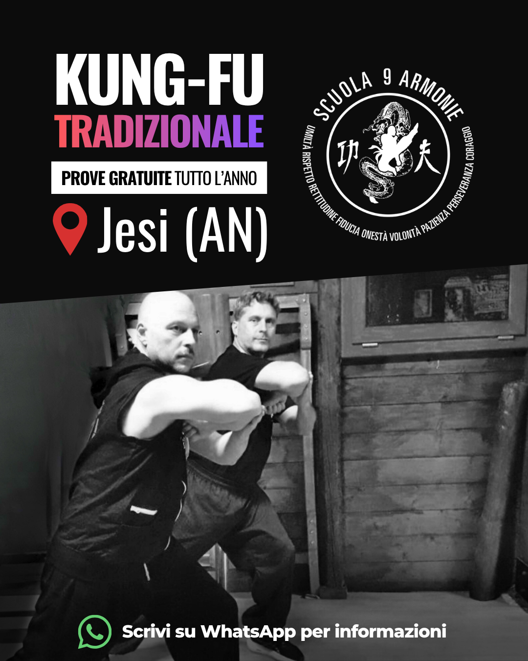 Scuola 9 Armonie Facebook ad: Corsi Kung-Fu Tradizionale a Jesi