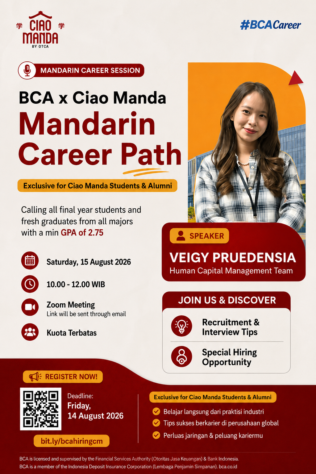 Ciao Manda Facebook ad: Special Hiring BCA untuk Ciao Manda Students & Alumni