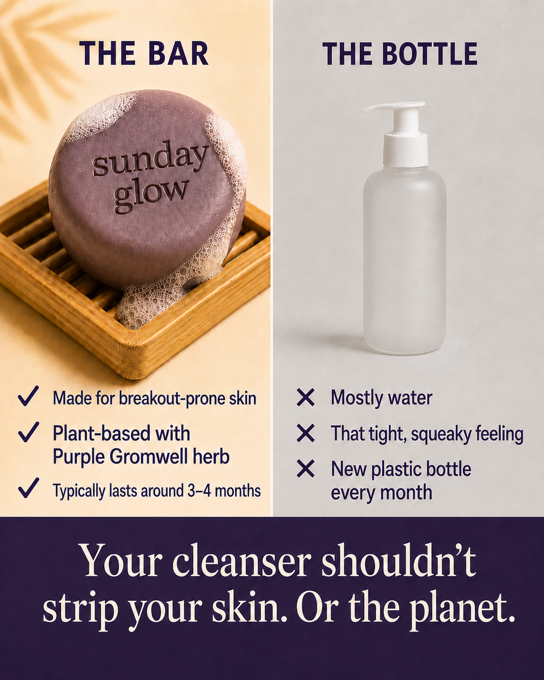 Sunday Glow Facebook ad: Handmade in small batches