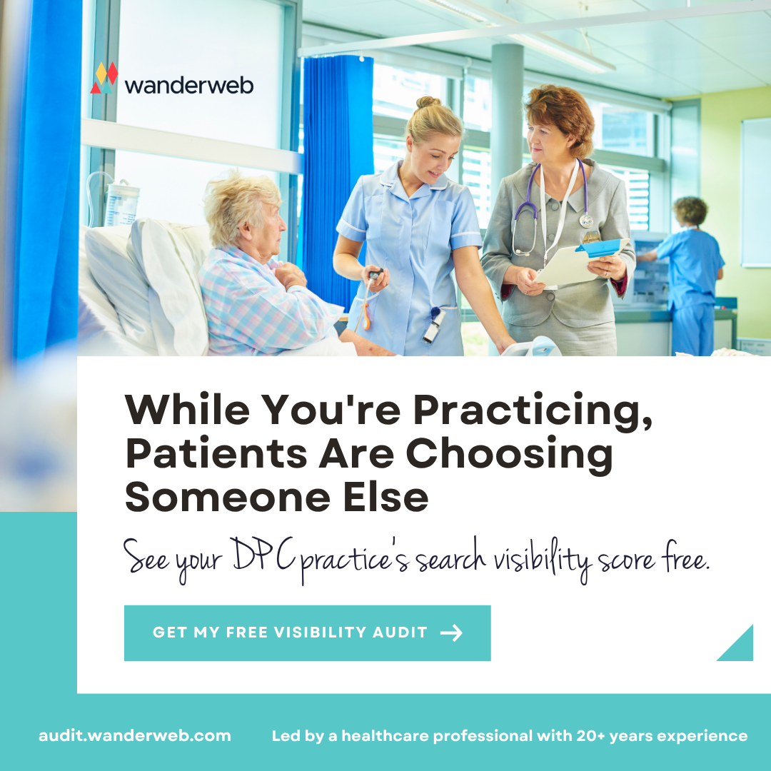 WanderWeb Facebook ad: While You're Practicing, Patients Are Choosing Someone Else