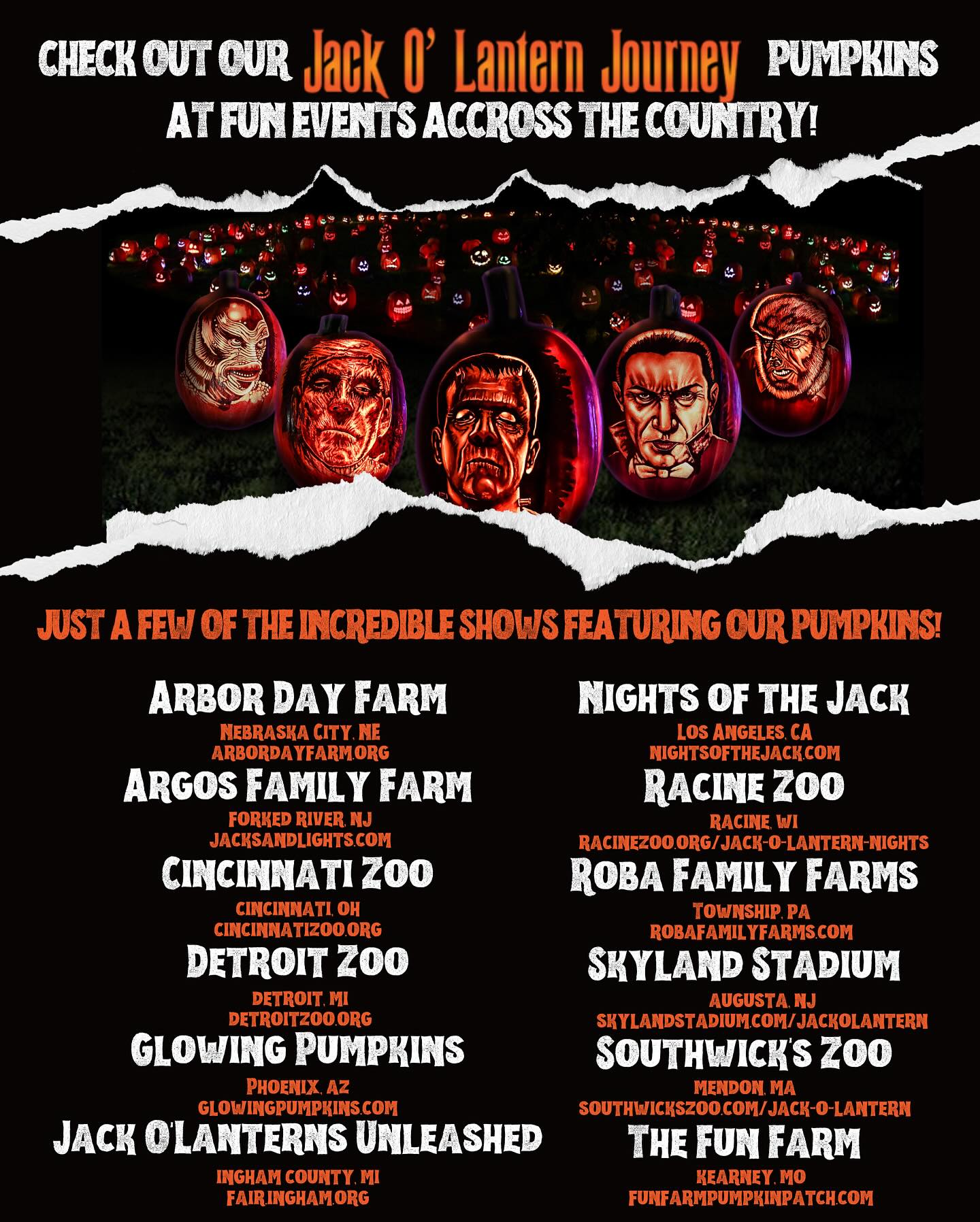 Jack O' Lantern Journey Facebook ad: Check Out Our Pumpkins Nationwide!