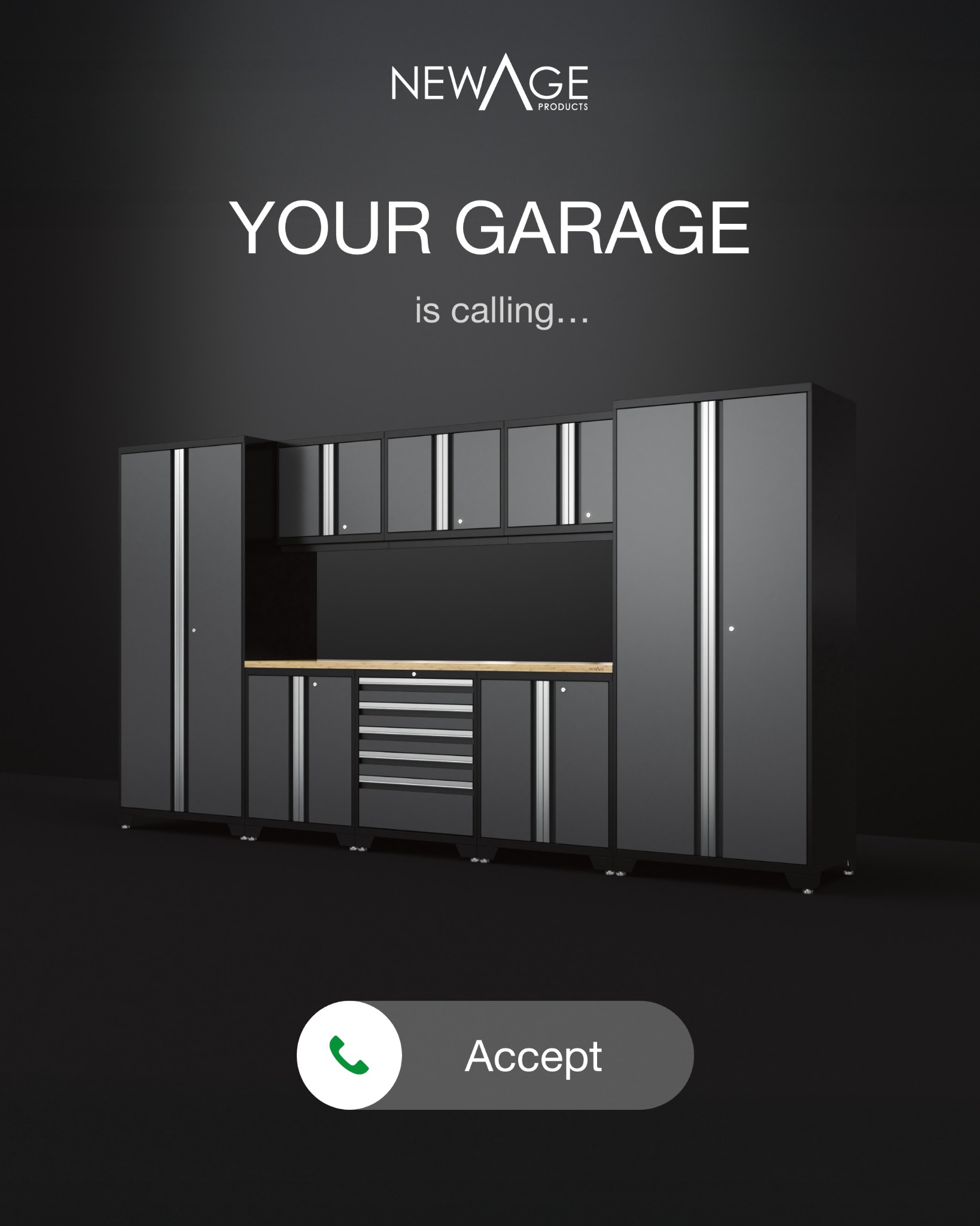 NewAge Products Inc. Facebook ad: Transform Your Garage From Floor to Ceiling.