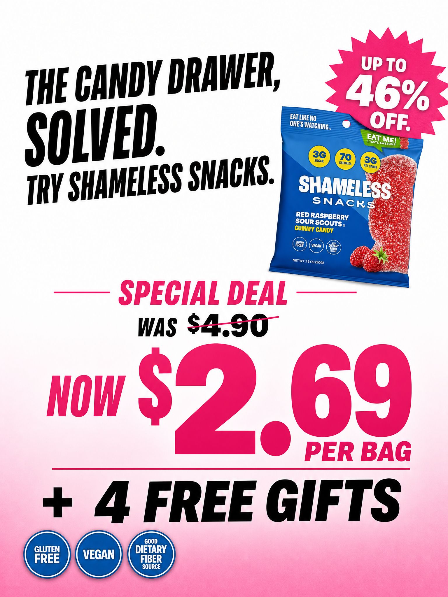 Shameless Snacks Facebook ad