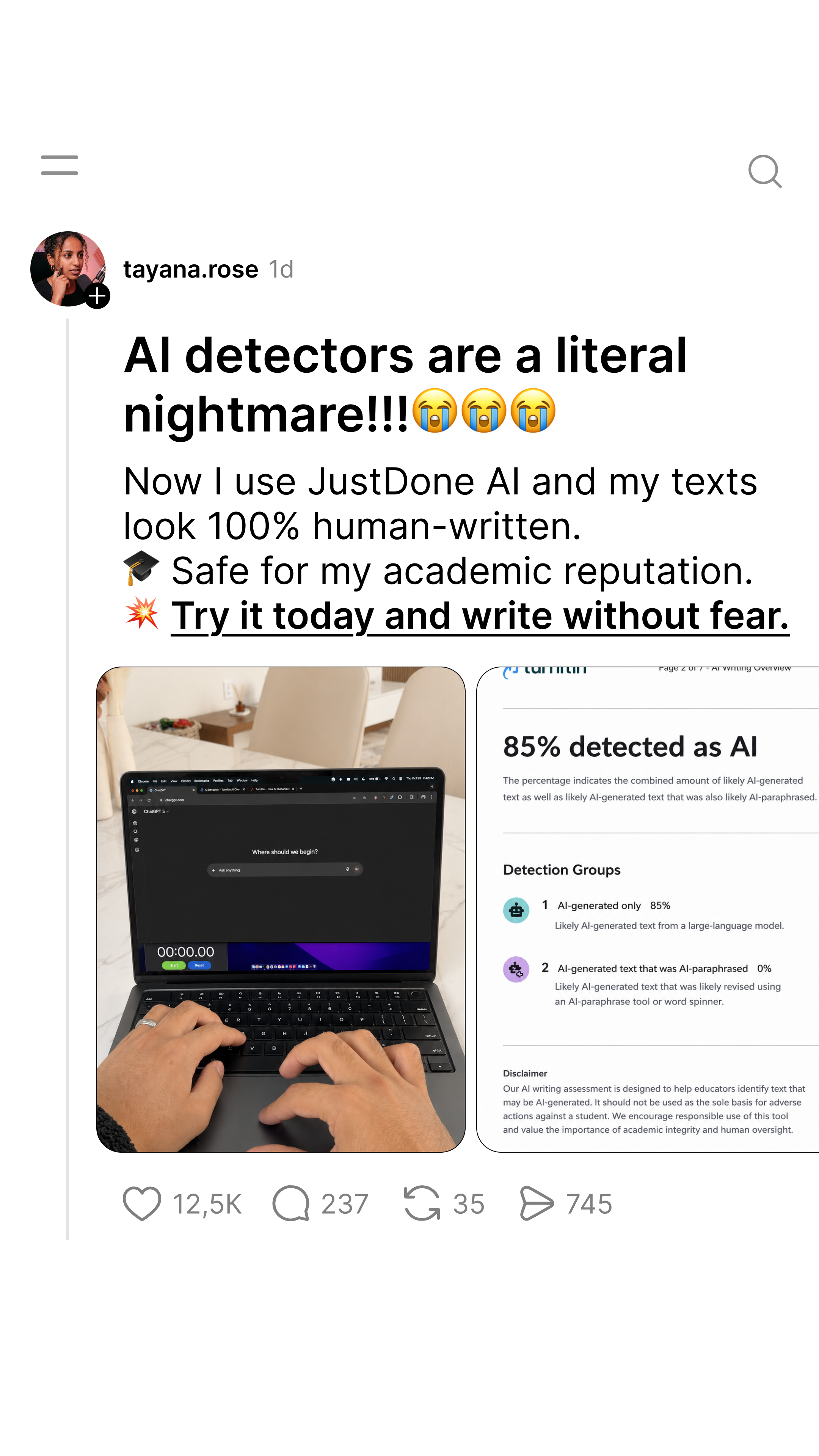 JustDone Facebook ad