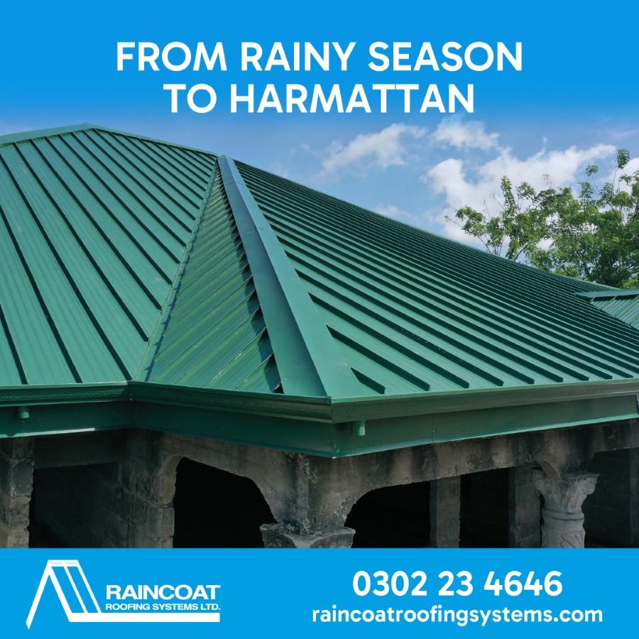 Raincoat Roofing Systems Ltd Facebook ad: From Rainy Season to Harmattan, Ghana’s climate swings…