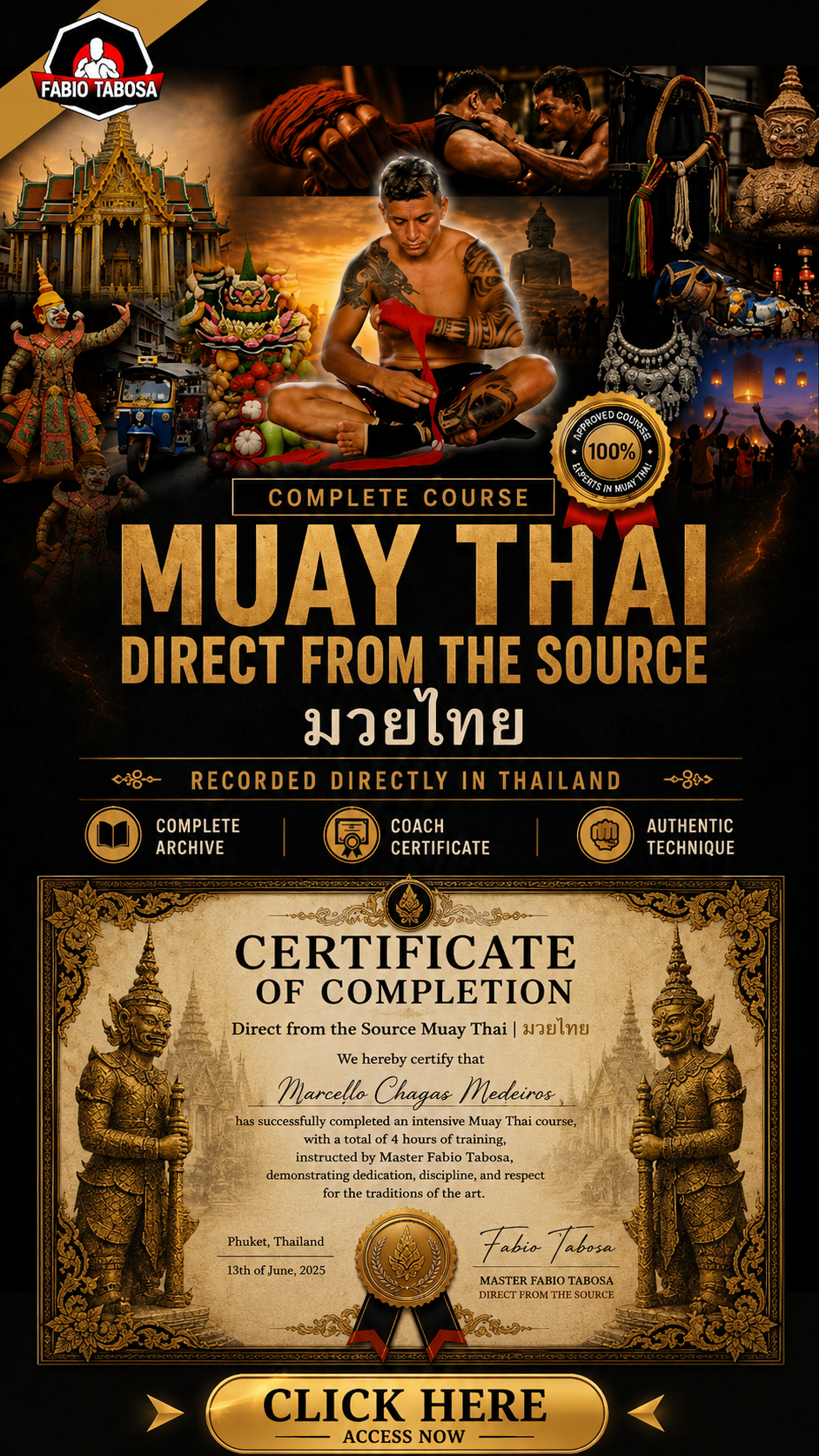Coach: Fabio Tabosa muay thai e kickboxing Facebook ad: FREE COURSE TODAY LEARNING kickboxing muay thai