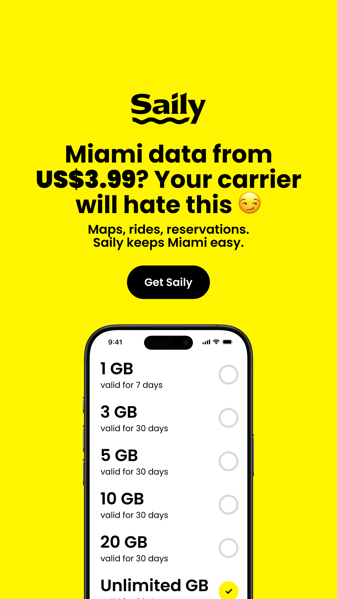 Saily Facebook ad