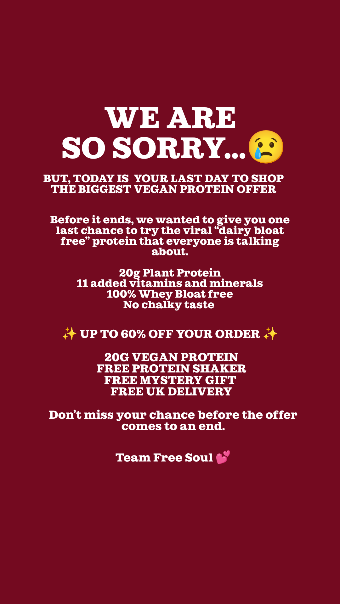 Free Soul Facebook ad: The protein powder that has your back.