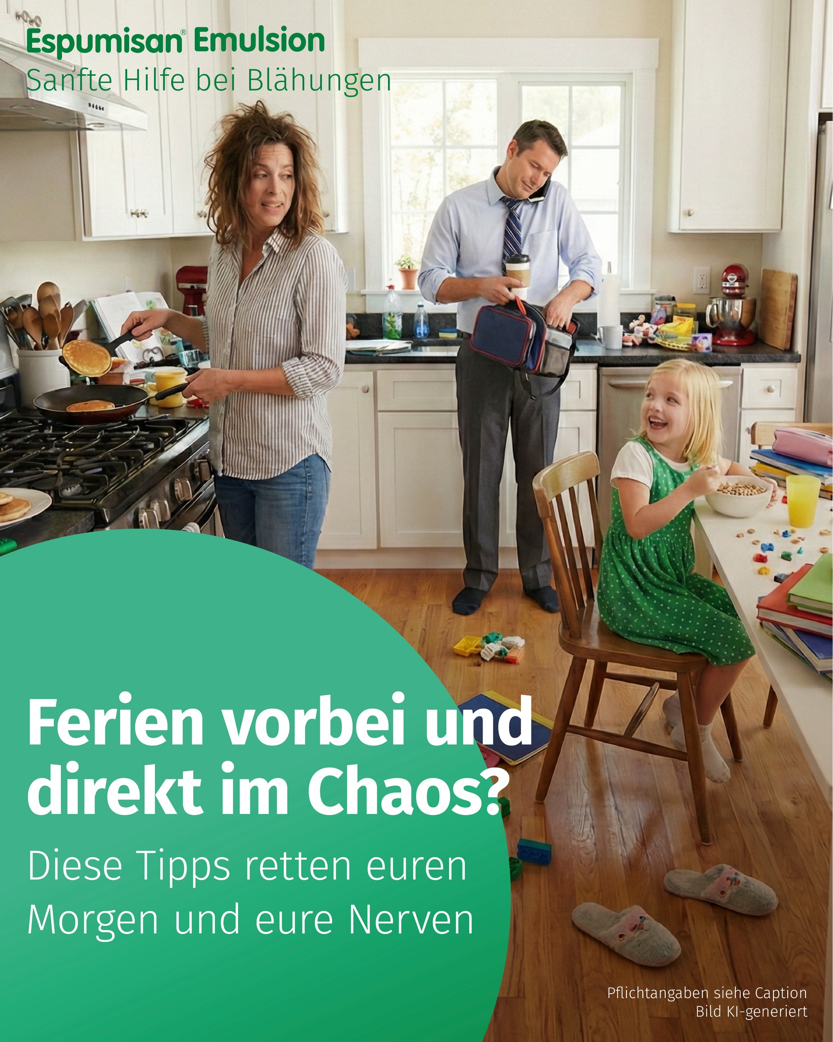 Espumisan Facebook ad: Der erste Morgen nach den Ferien kann sich…