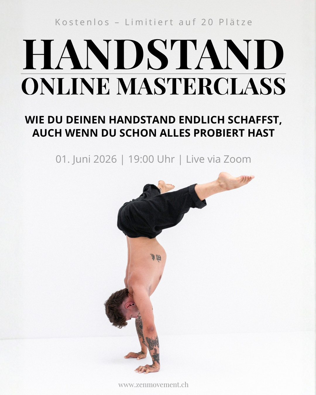 Zen Movement Facebook ad: Kostenlose Handstand Masterclass