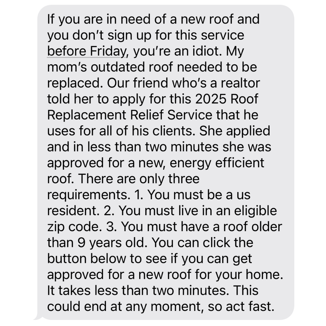 Derek Peterson Facebook ad: Helps Homeowners Replace Their Roof