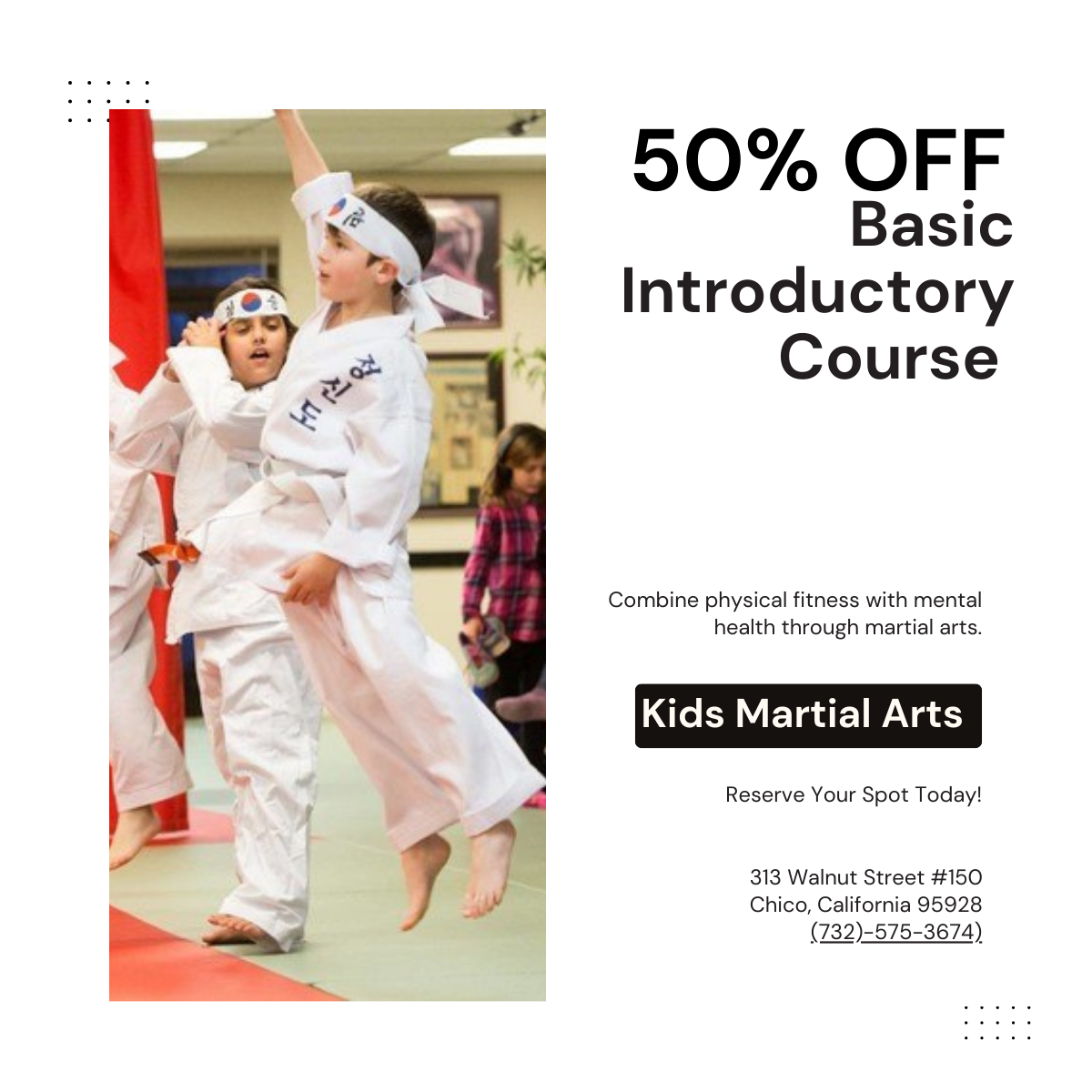 Azad's Martial Arts Facebook ad: 50% OFF