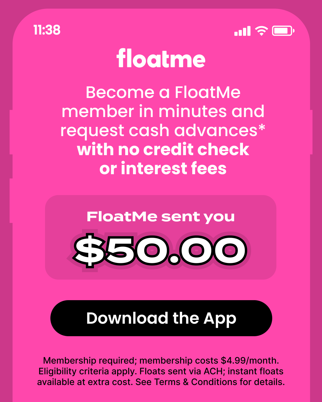 FloatMe Facebook ad from Dec 7, 2025